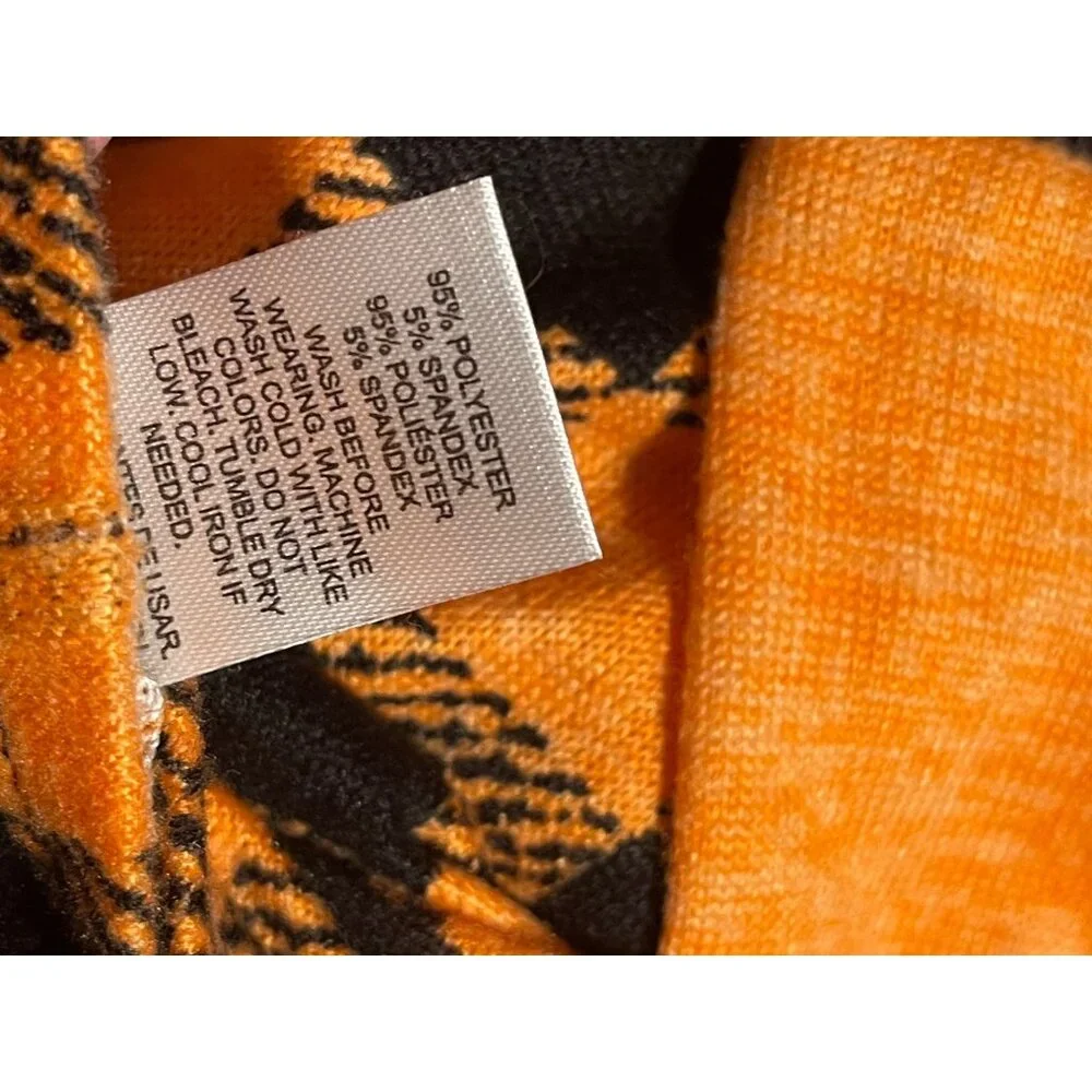 Trick Or Treat Sleep Kids Pajama Set 4T Pumpkin Top & Plaid Pants Orange/Black